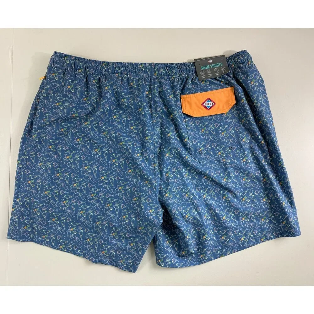 Southern Shirt Co Happy Hour Swim Shorts Men 2X Blue 5.5
